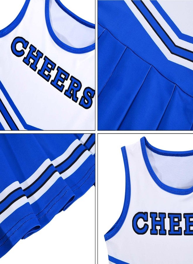 JcHrmers Cheerleader Costume Cheerleading Cosplay Outfit Cheer Dress Accessories for Party Uniform Dress Up with Accessories (Blue, 7-8 Years) - Image 2
